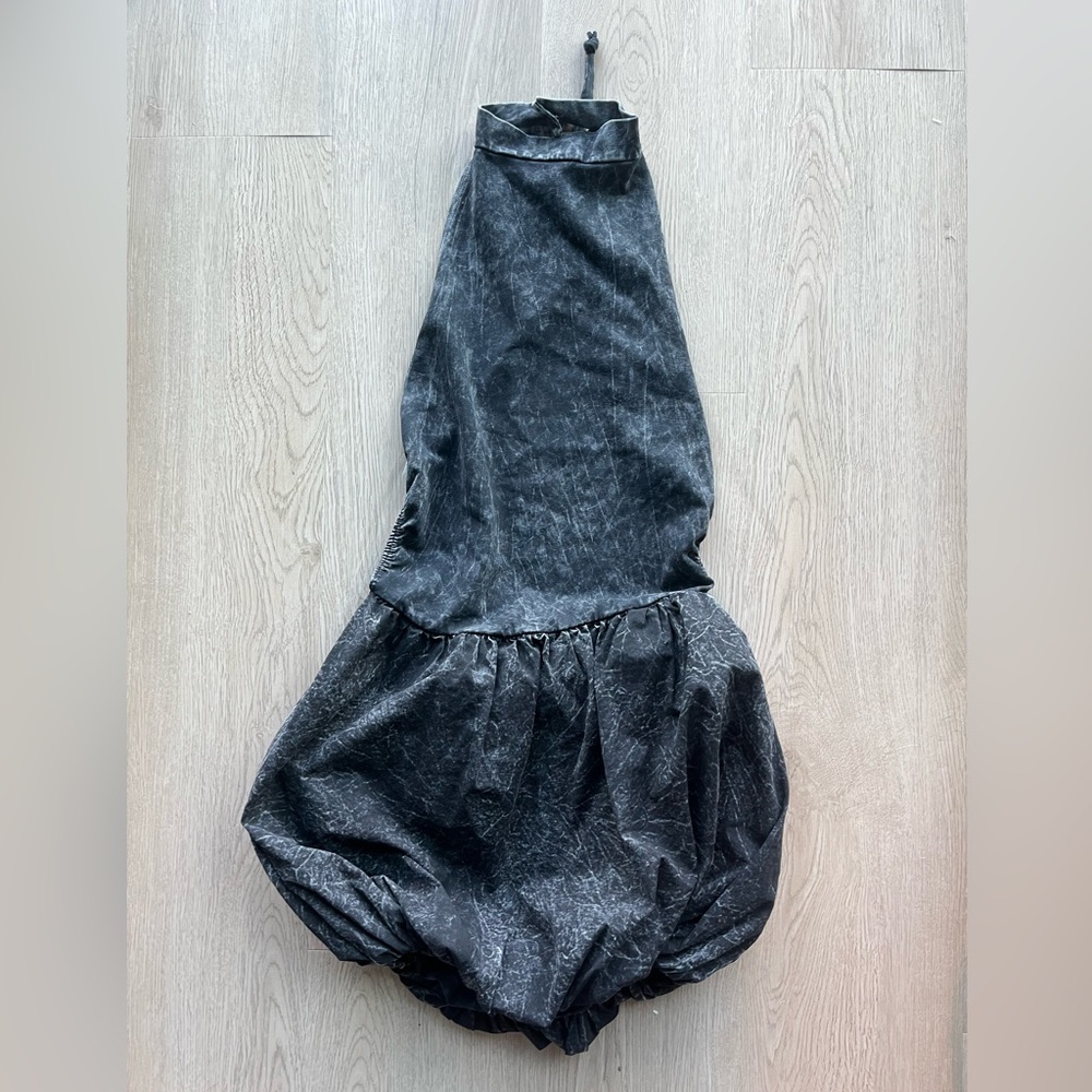 AKIRA Black Mineral-Wash Halter Bubble Mini Dress - Picture 2 of 5